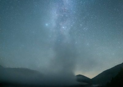 Fog melting together with the milkyway